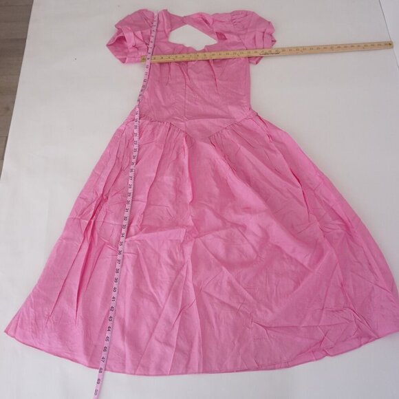 Vintage Bridal Originals Pink Bridesmaid 80's Prom Midi Short Sleeve Dress 10 - Picture 2 of 14